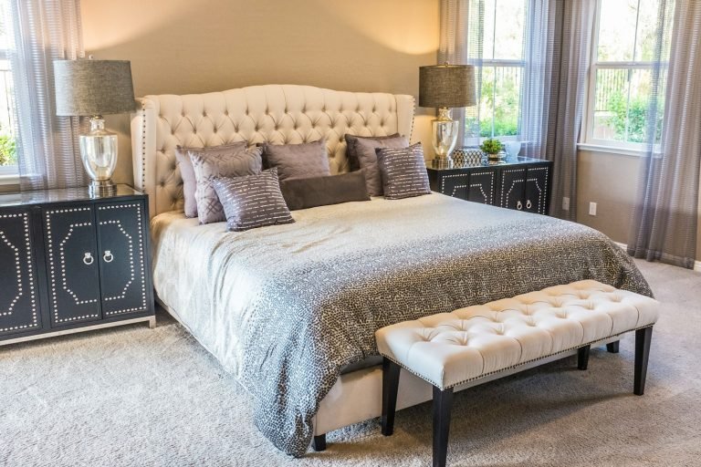 Main bedroom with upholstered bed