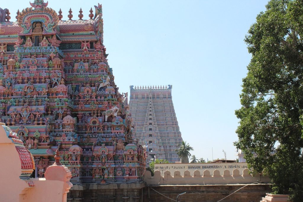 Colourful gopuram of the Sri Ranganathaswamy Temple in Srirangam