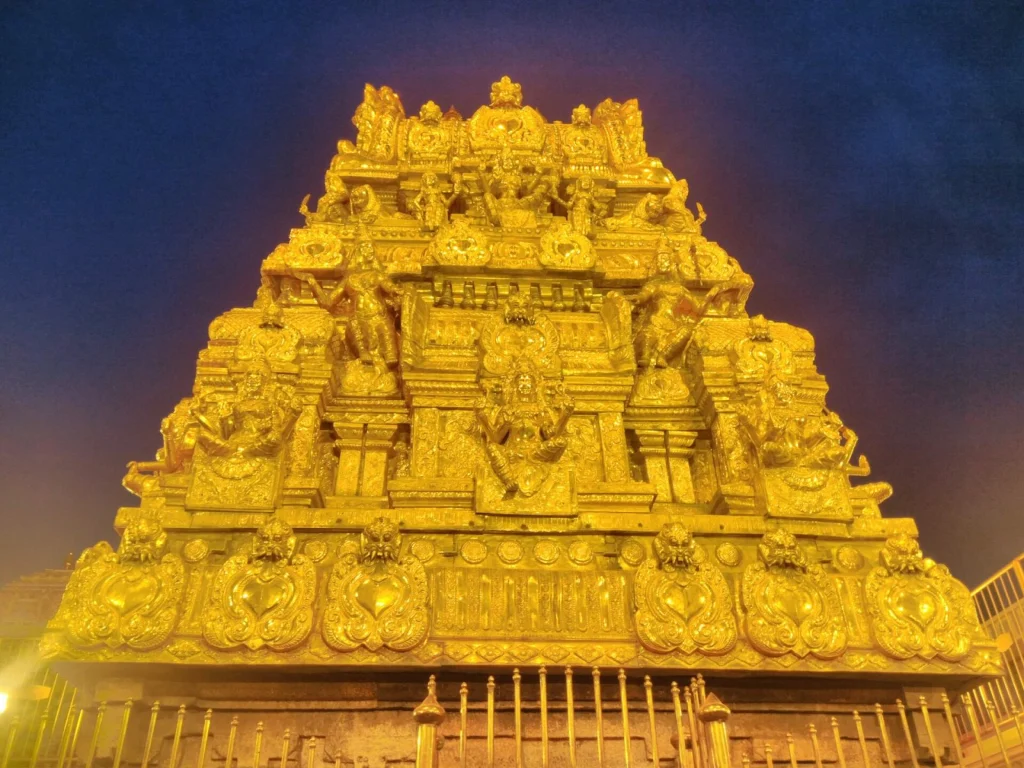 Temple tower of the Samayapuram Mariamman Temple near Trichy