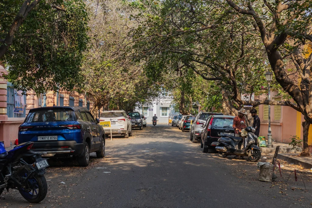 Colourful street in White Town, Puducherry
