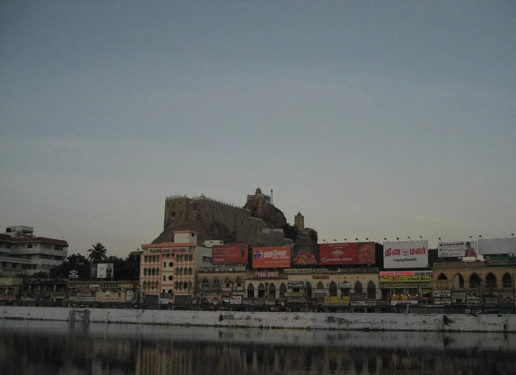 Rockfort (Malaikottai) seen across the Teppakulam tank in Trichy
