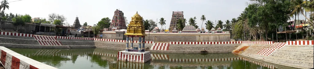 Panorama of the Thirukameswarar temple at Villianur, Puducherry